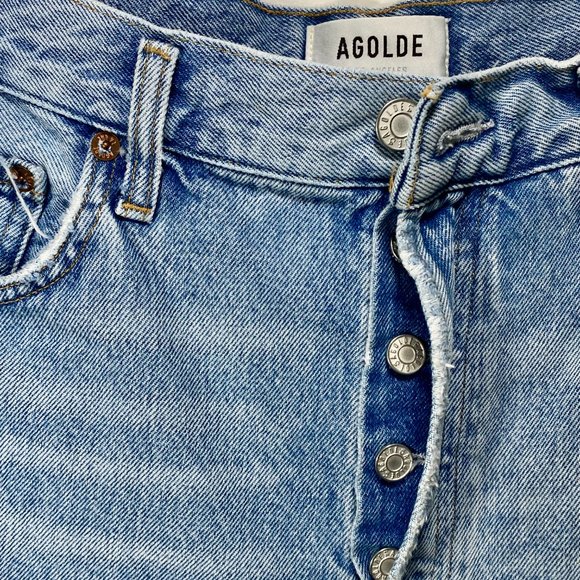 AGOLDE I Parker Long Distressed Frayed Hem Loose Fit Shorts Size 31 - Picture 4 of 10